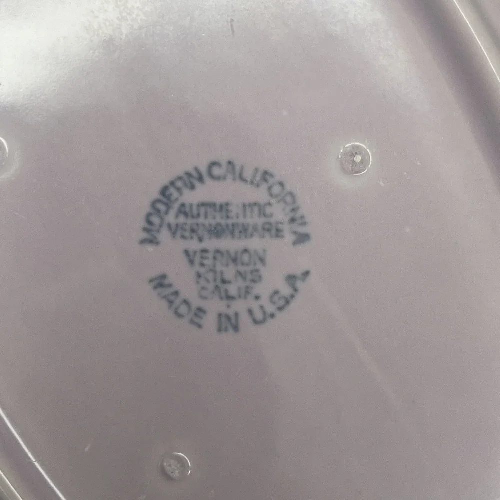 Vtg Vernonwae Vernon Kilns Modern Serving Bowl Orchid Lavender Oval Vegetable 9
